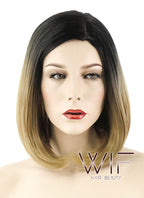 14" Straight Medium Blonde With Dark Roots Synthetic Wig WIG165