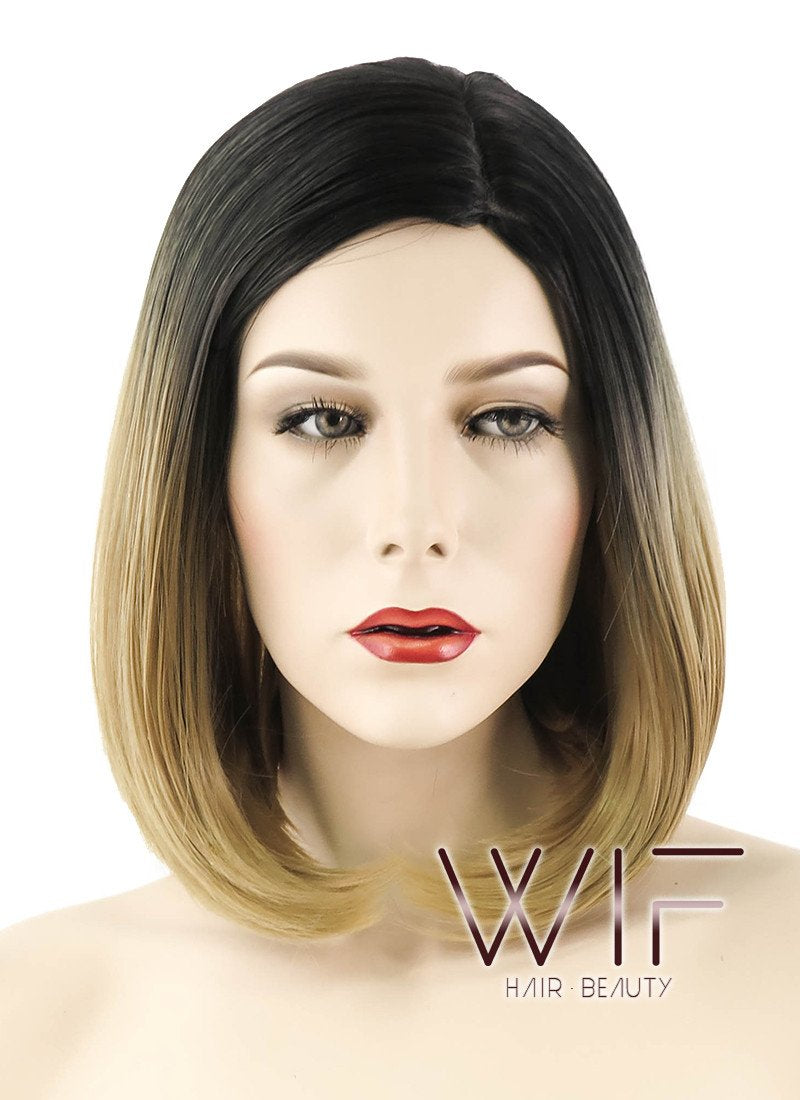 14" Straight Medium Blonde With Dark Roots Synthetic Wig WIG165