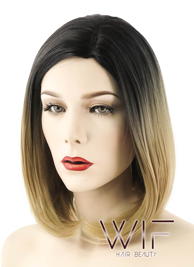 14" Straight Medium Blonde With Dark Roots Synthetic Wig WIG165