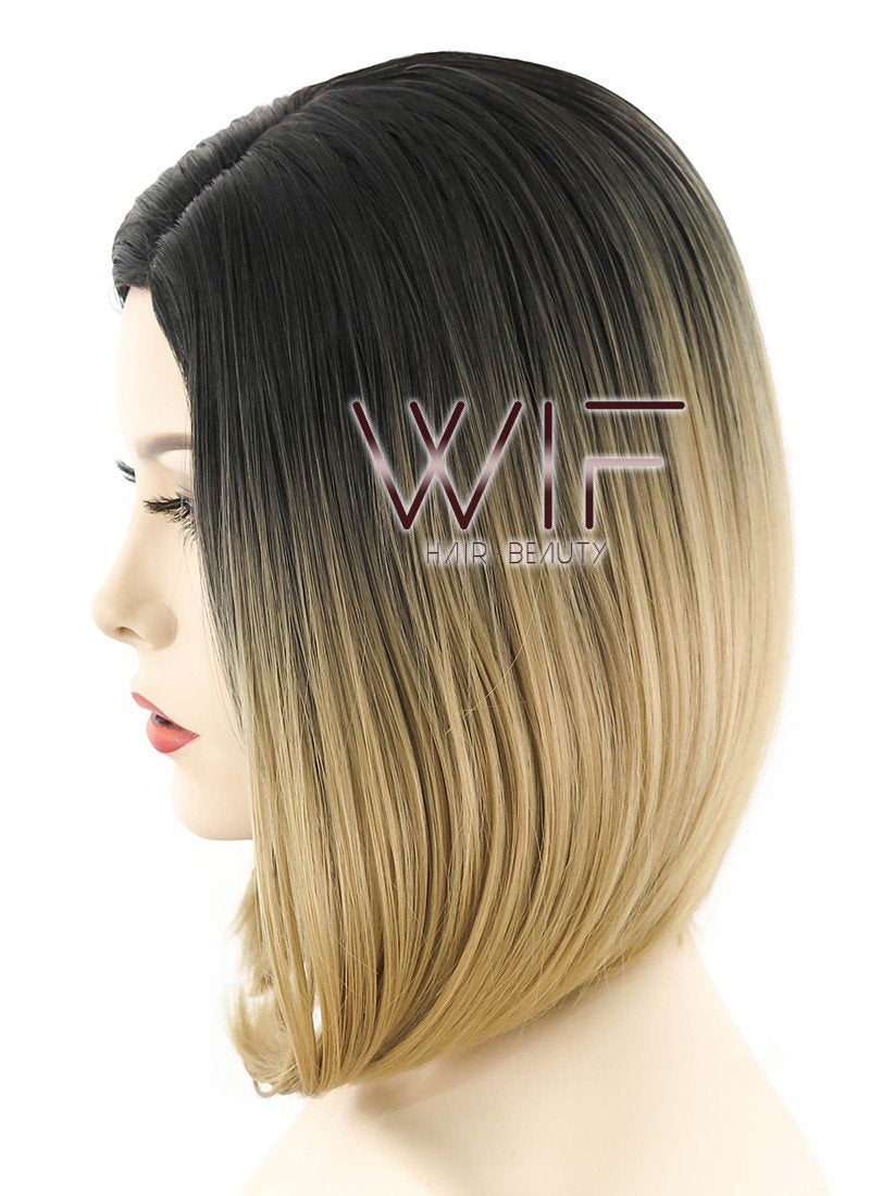 14" Straight Medium Blonde With Dark Roots Synthetic Wig WIG165