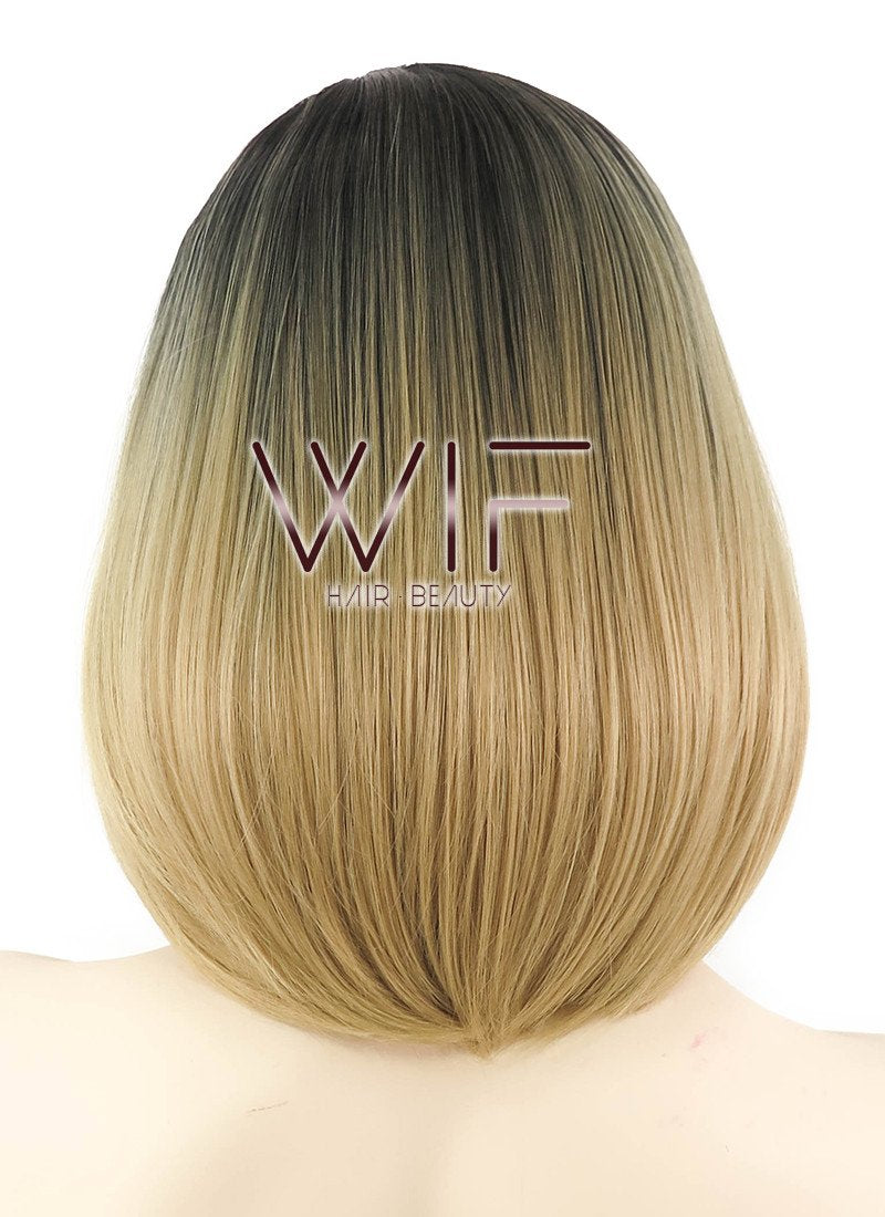 14" Straight Medium Blonde With Dark Roots Synthetic Wig WIG165