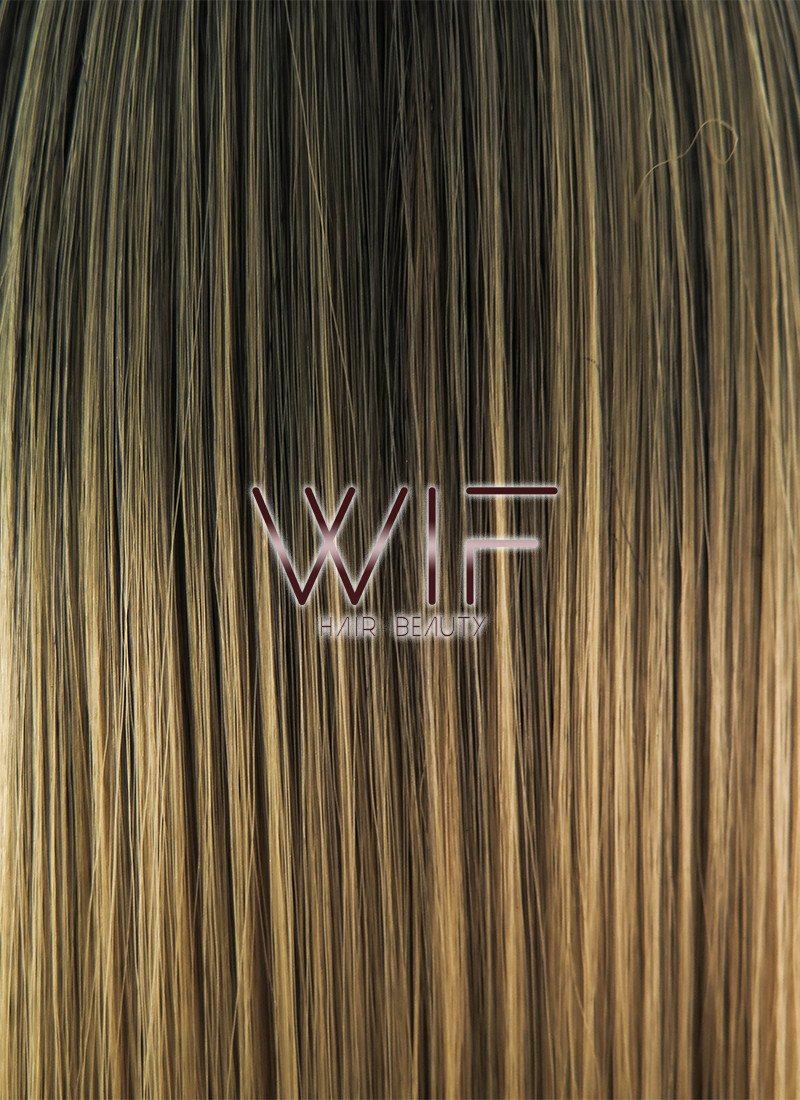 14" Straight Medium Blonde With Dark Roots Synthetic Wig WIG165