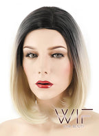 14" Straight Blonde With Dark Roots Synthetic Wig WIG166