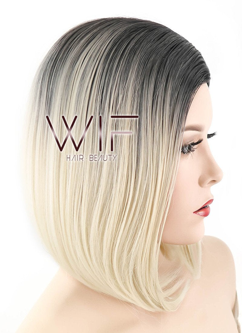 14" Straight Blonde With Dark Roots Synthetic Wig WIG166