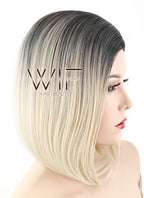 14" Straight Blonde With Dark Roots Synthetic Wig WIG166