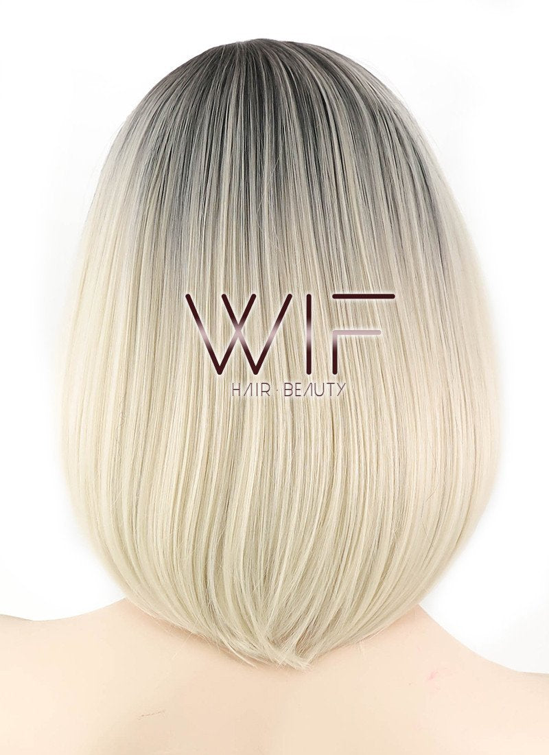 14" Straight Blonde With Dark Roots Synthetic Wig WIG166