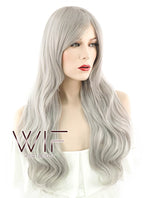 27" Long Curly Silver Grey Fashion Synthetic Hair Wig WIG176
