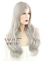 27" Long Curly Silver Grey Fashion Synthetic Hair Wig WIG176