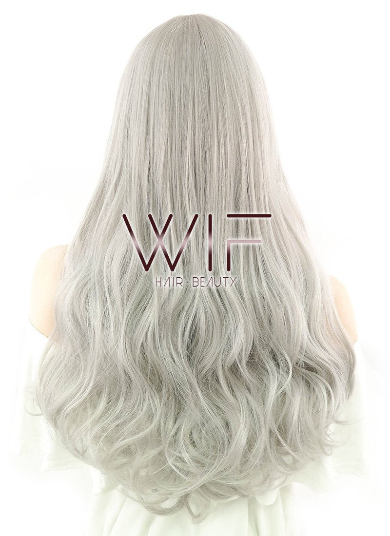 27" Long Curly Silver Grey Fashion Synthetic Hair Wig WIG176