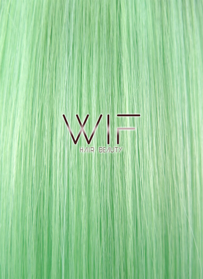 14" Medium Wavy Green with Dark Roots Fashion Synthetic Hair Wig WIG192