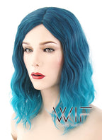14" Medium 2 Tone Greenish Blue Fashion Synthetic Hair Wig WIG196
