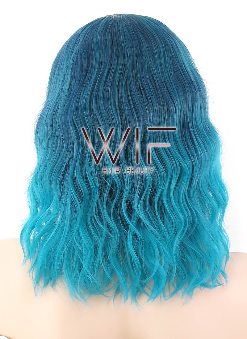 14" Medium 2 Tone Greenish Blue Fashion Synthetic Hair Wig WIG196