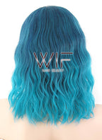 14" Medium 2 Tone Greenish Blue Fashion Synthetic Hair Wig WIG196