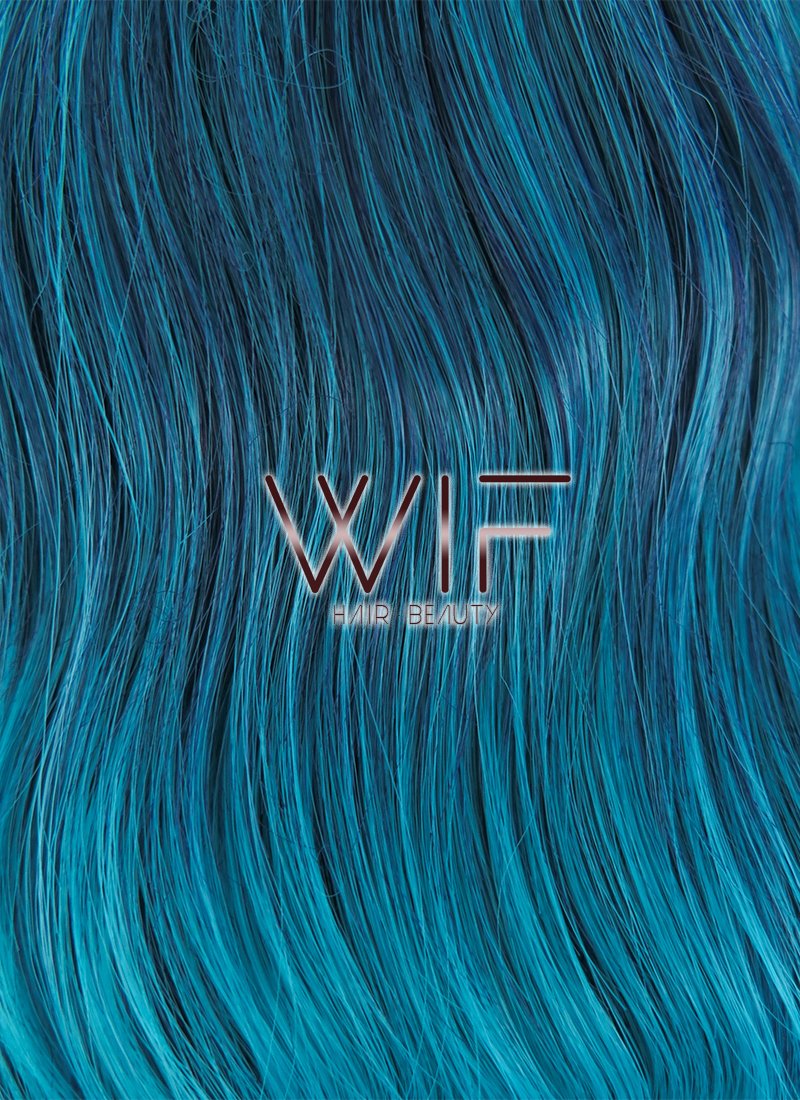 14" Medium 2 Tone Greenish Blue Fashion Synthetic Hair Wig WIG196