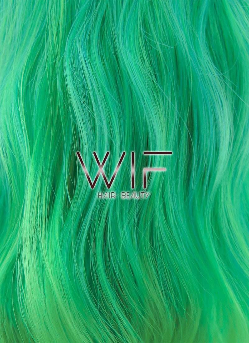 14" Medium Curly Two Tone Green Fashion Synthetic Hair Wig WIG198