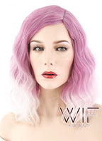 14" Wavy Pink Mixed White Synthetic Wig WIG199