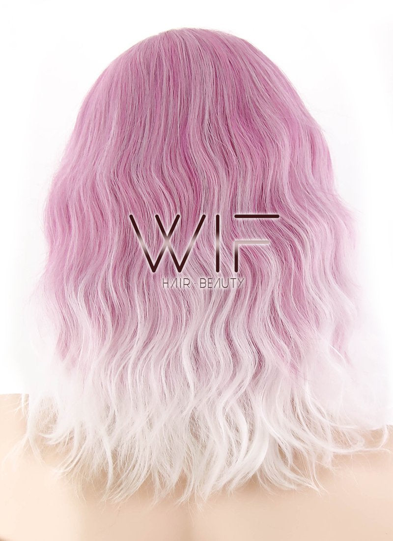 14" Medium  Pink Mixed White Fashion Synthetic Hair Wig WIG199