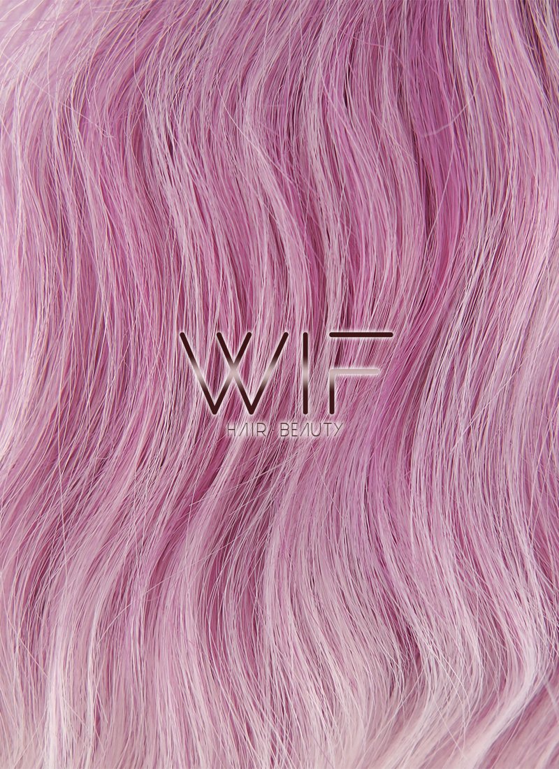 14" Medium  Pink Mixed White Fashion Synthetic Hair Wig WIG199