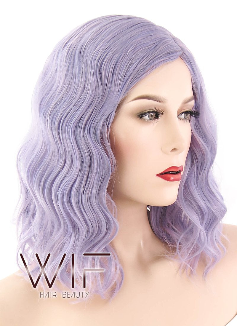 14" Wavy Light Purple Synthetic Wig WIG201