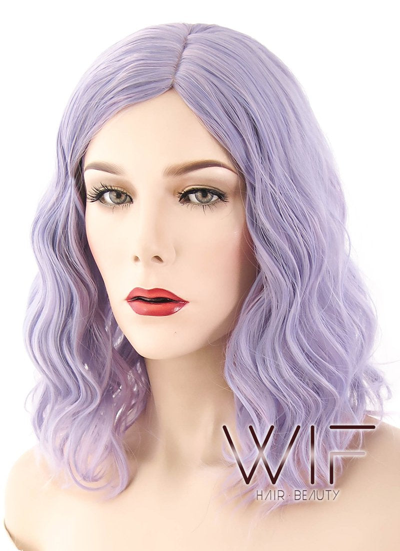 14" Wavy Light Purple Synthetic Wig WIG201