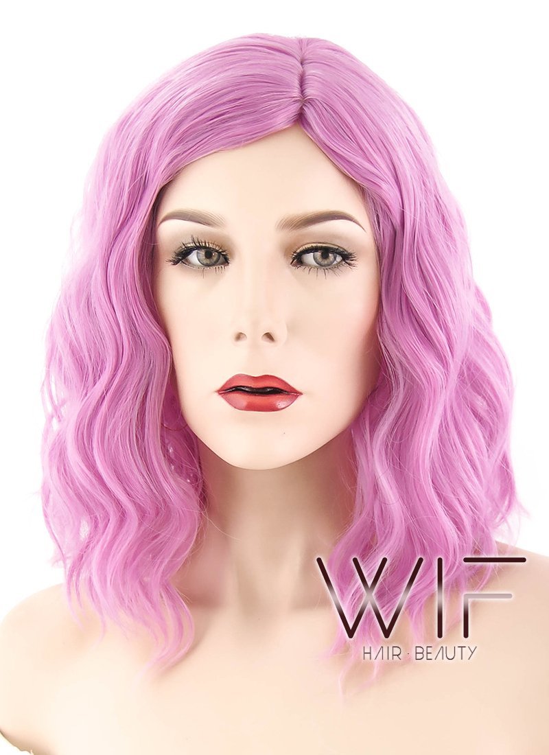 14" Wavy Pink Synthetic Wig WIG202
