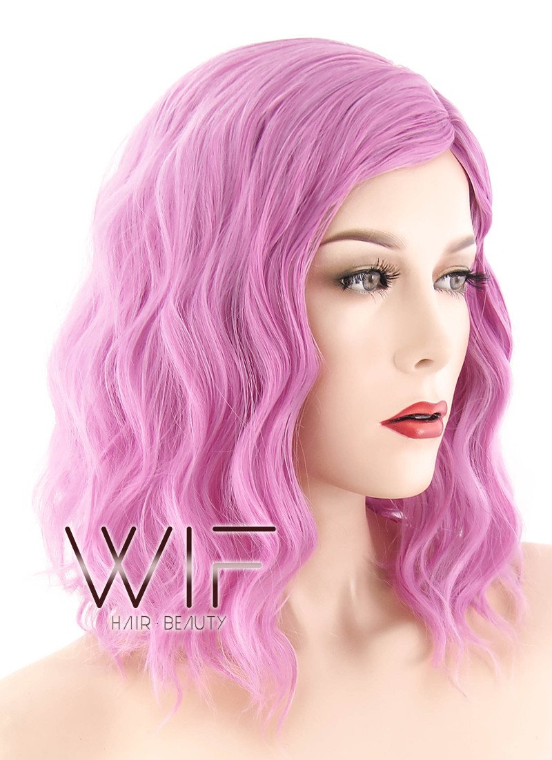 14" Medium Curly Pink Fashion Synthetic Hair Wig WIG202