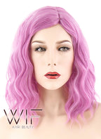 14" Medium Curly Pink Fashion Synthetic Hair Wig WIG202