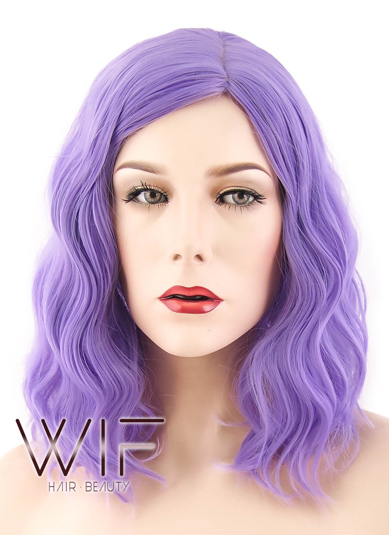 14" Wavy Purple Synthetic Wig WIG203
