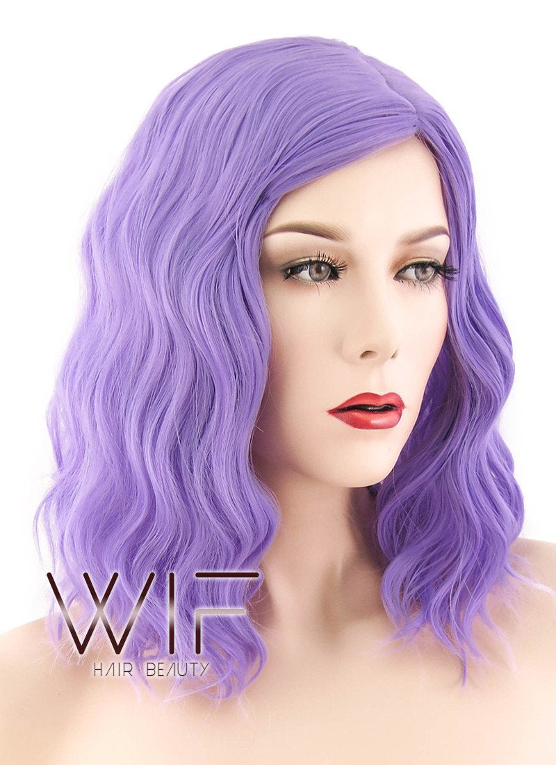 14" Medium Curly Purple Fashion Synthetic Hair Wig WIG203