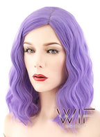 14" Medium Curly Purple Fashion Synthetic Hair Wig WIG203