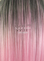 20" Long Wavy Pink with Dark Roots Fashion Synthetic Hair Wig WIG205