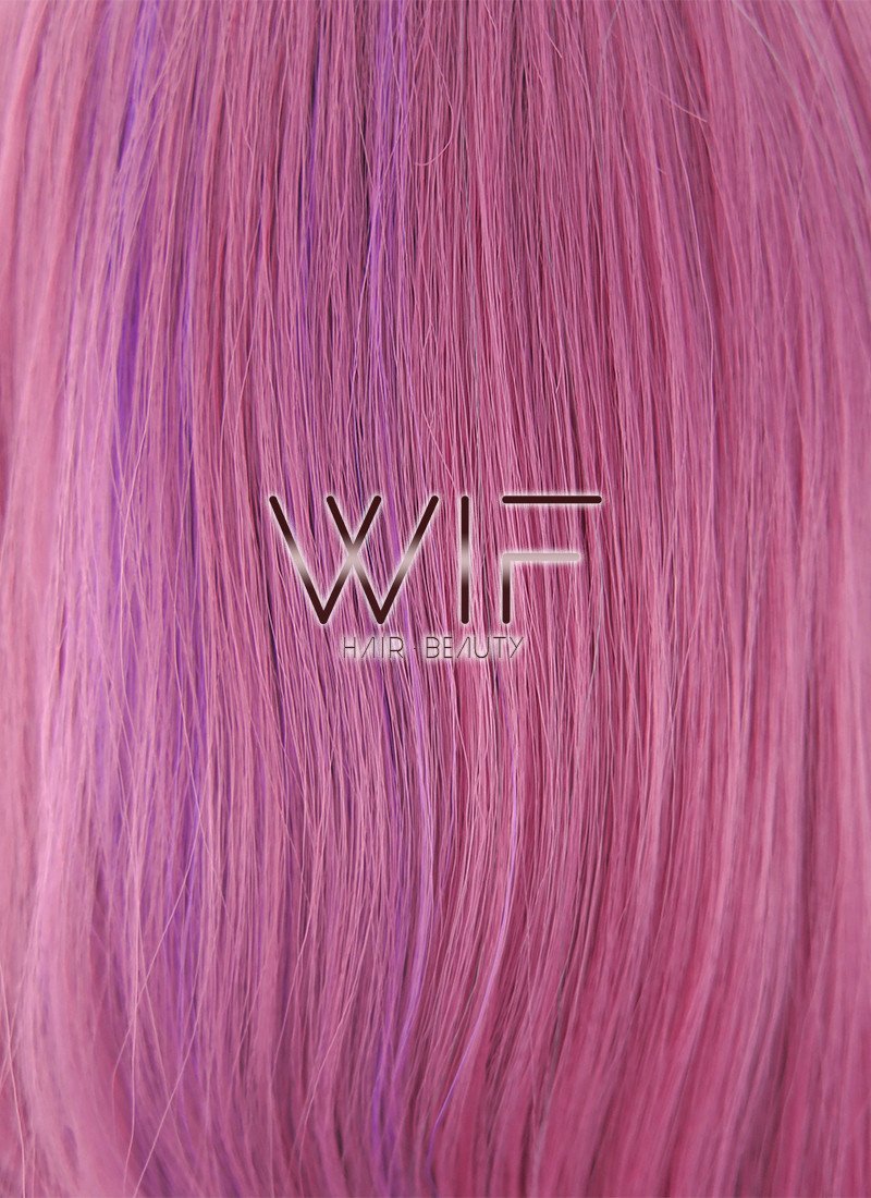 24" Long Curly Pink Purple Green Mixed Fashion Synthetic Hair Wig WIG209