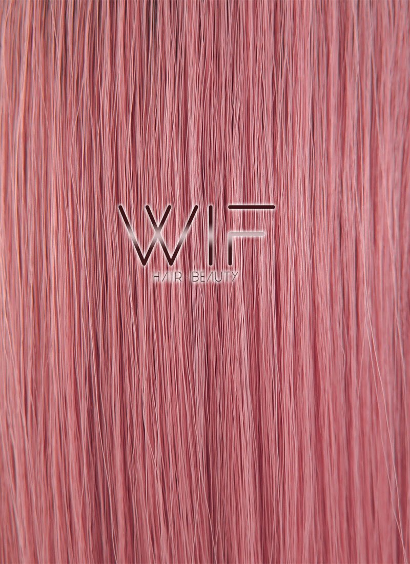 28" Straight Milkshake Pink With Dark Roots Synthetic Wig WIG302