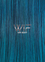 22" Straight Two Tone Blue With Dark Roots Synthetic Wig WIG304