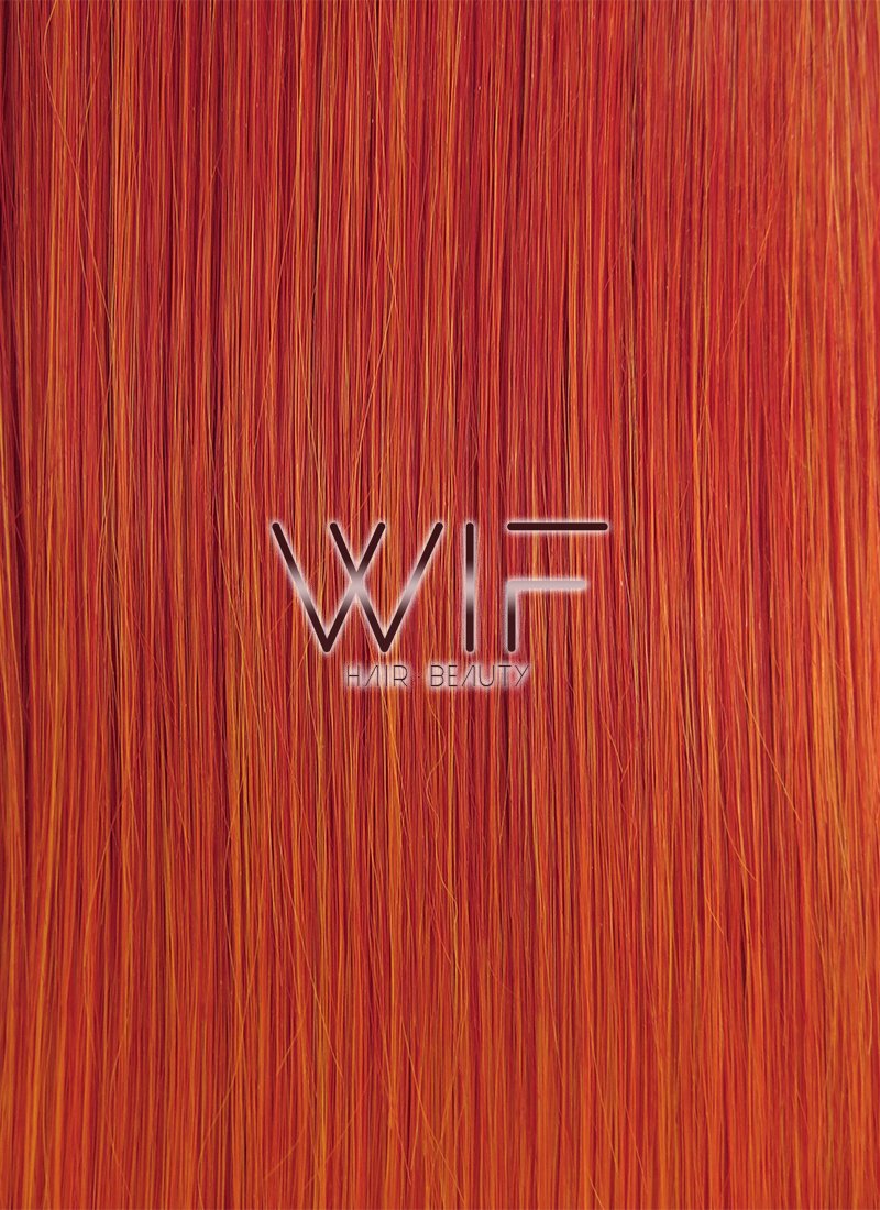 23" Straight Red Mixed Orange With Dark Roots Synthetic Wig WIG305