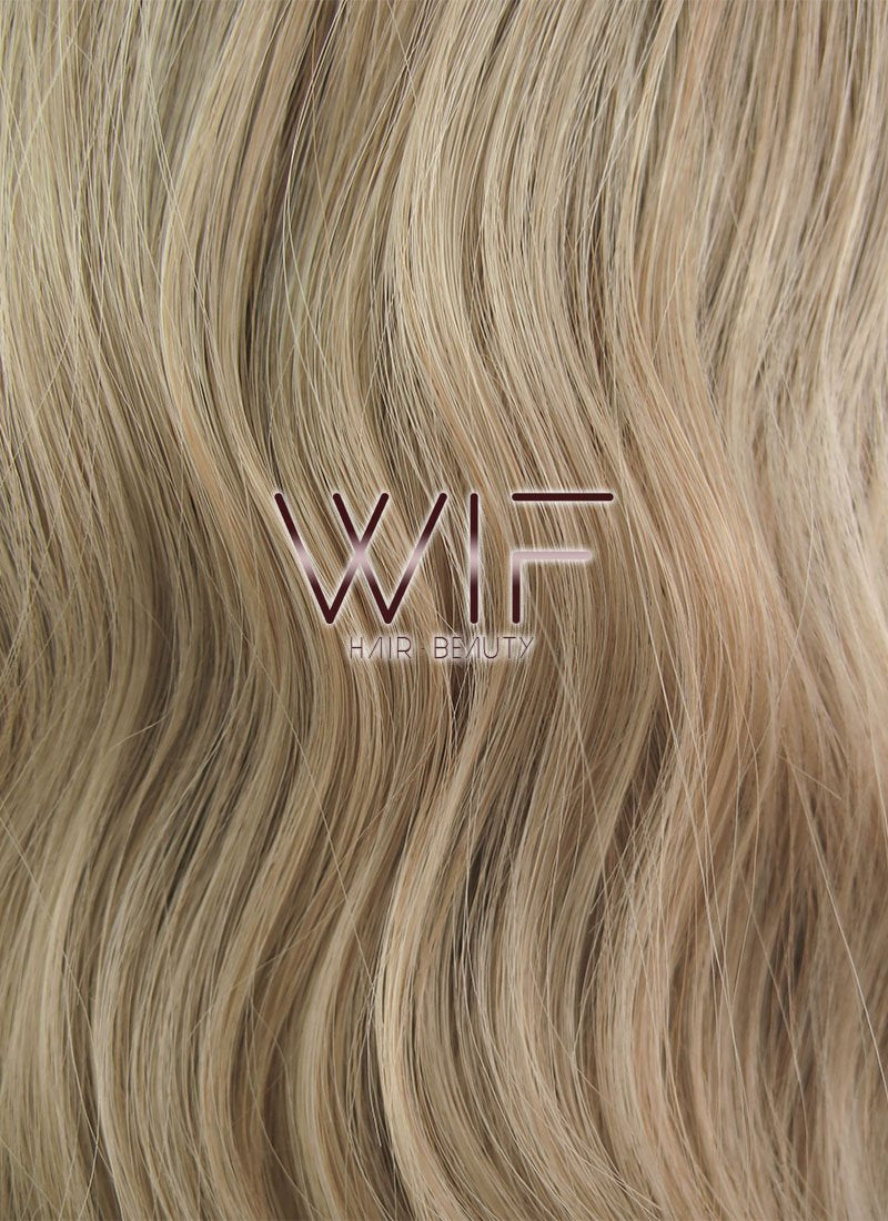 26" Wavy Ash Blonde With Dark Roots Synthetic Wig WIG309