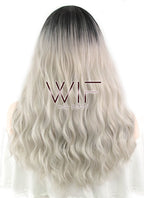 24" Wavy Ash Blonde With Dark Roots Synthetic Wig WIG310