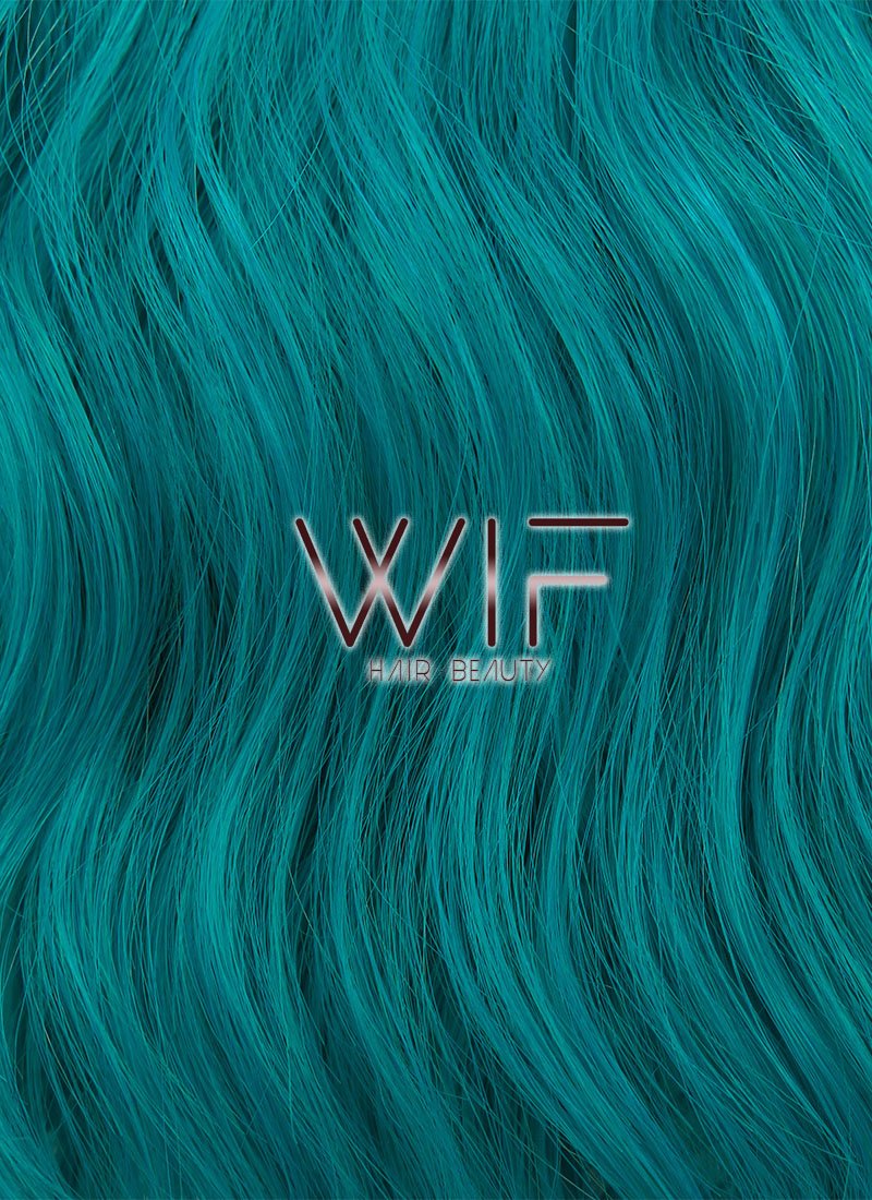 24" Wavy Green With Dark Roots Synthetic Wig WIG311