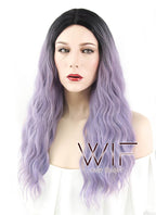 24" Wavy Purple With Dark Roots Synthetic Wig WIG312
