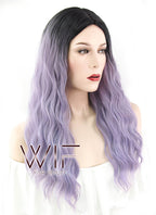 24" Wavy Purple With Dark Roots Synthetic Wig WIG312