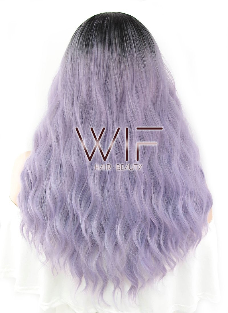 24" Wavy Purple With Dark Roots Synthetic Wig WIG312