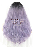 24" Wavy Purple With Dark Roots Synthetic Wig WIG312