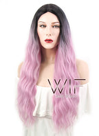 29" Wavy Pink With Dark Roots Synthetic Wig WIG314