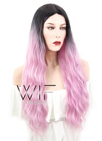 29" Wavy Pink With Dark Roots Synthetic Wig WIG314