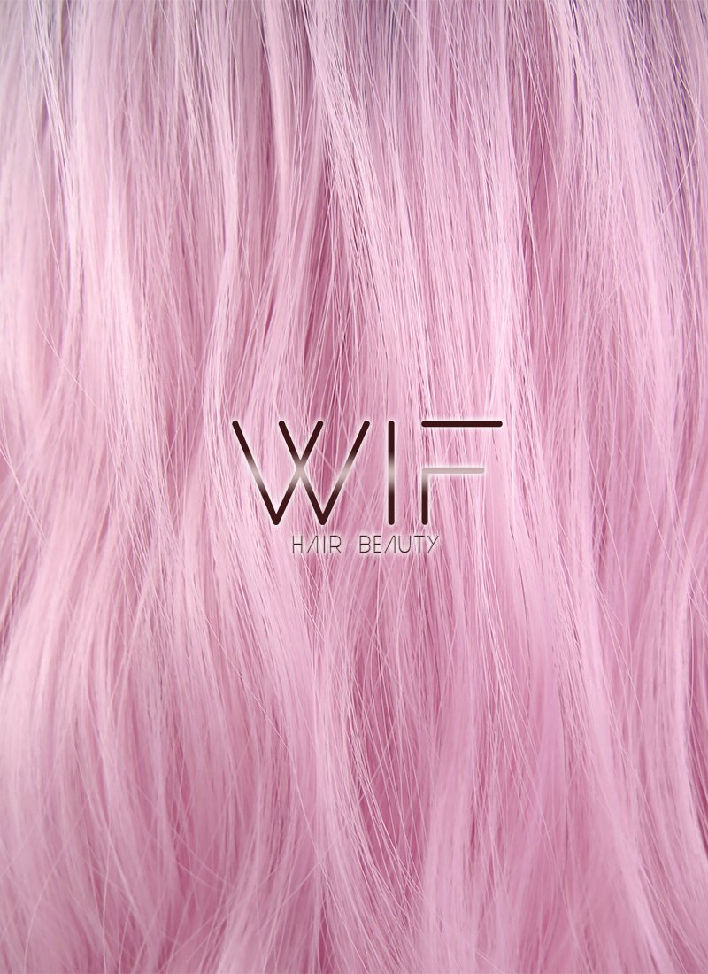 29" Wavy Pink With Dark Roots Synthetic Wig WIG314