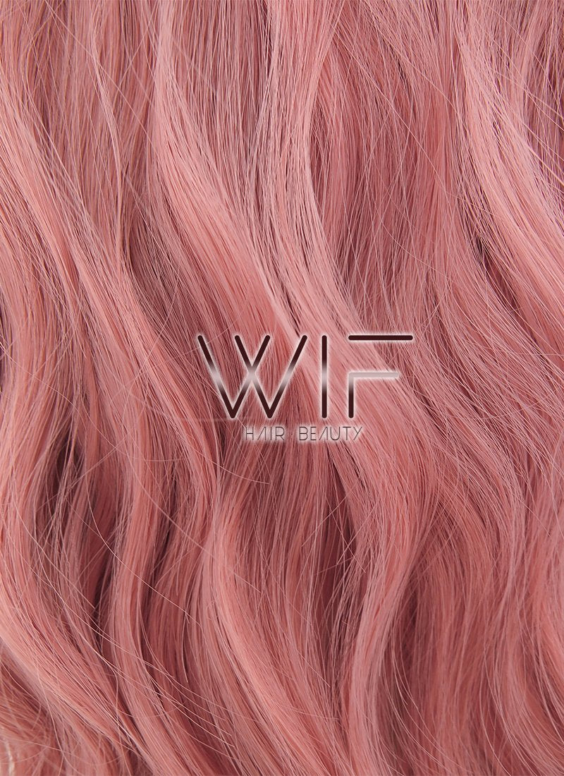 29" Wavy Pink With Dark Roots Synthetic Wig WIG315