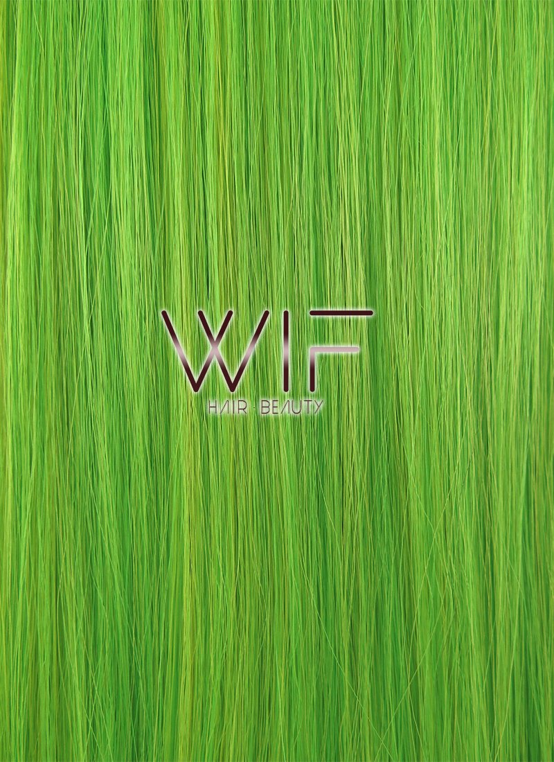 28" Wavy Green Yellow Ombre With Dark Roots Synthetic Wig WIG316