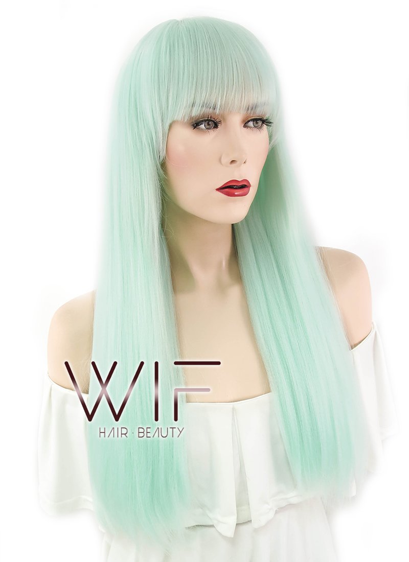 26" Straight Light Green Synthetic Wig WIG319
