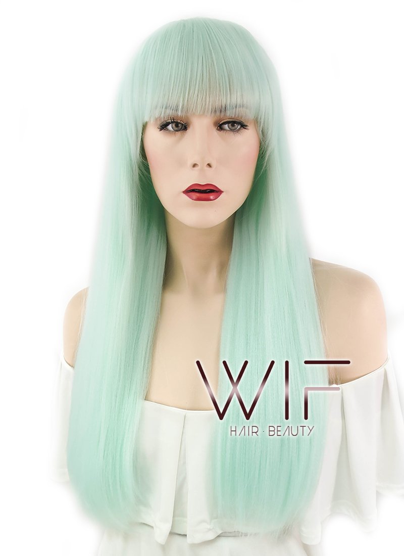 26" Straight Light Green Synthetic Wig WIG319