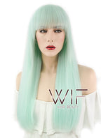 26" Straight Light Green Synthetic Wig WIG319